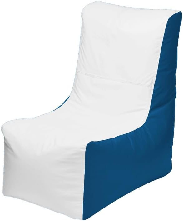 Ocean-Tamer Wedge Boat Bean Bag Chair, Waterproof Beanbag for Fishing Boat Deck Marine Grade Vinyl (Small, White/Royal)