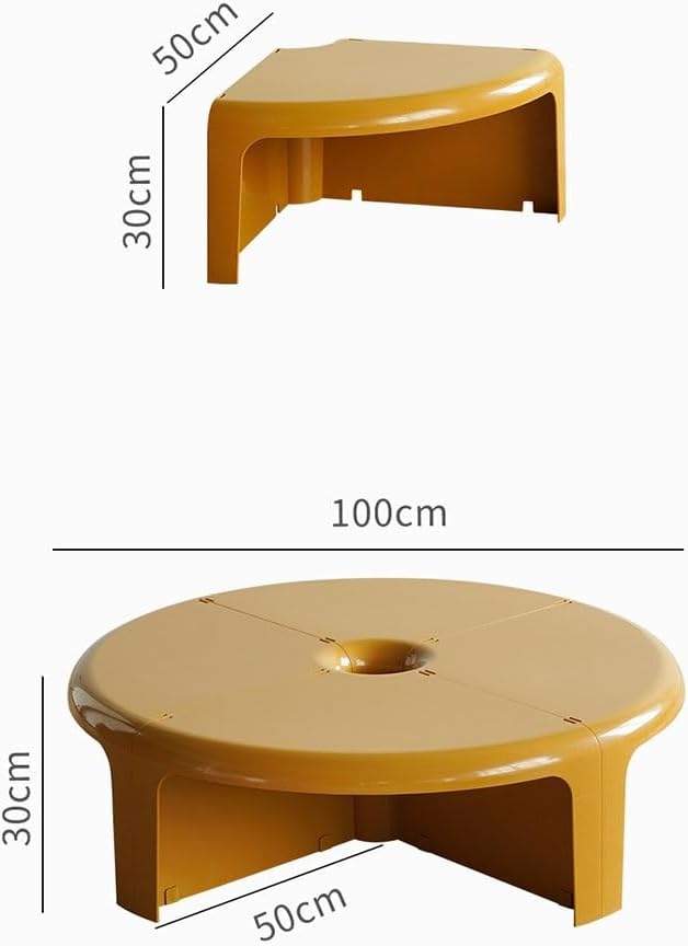 End Tables Modular Plastic Coffee Table Set Interlocking Round Tables for Self-Assembly(White)