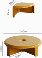 End Tables Modular Plastic Coffee Table Set Interlocking Round Tables for Self-Assembly(White)