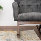Upholstered Rocking Chair with Solid Wood Frame, Accent Glider for Nursery Living Room Bedroom, Comfy Armchair in Brown & Dark Grey, 36x26x36.5 Inch
