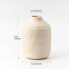 SIDUCAL Ceramic Rustic Farmhouse Vase | 7 Inch Pottery Decorative Flower Sand Glaze Finish Boho Vase for Home Decor, Table, Living Room, Bathroom Decoration, Shelf Decor, Mantel, White