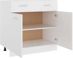 White Engineered Wood Drawer Bottom Cabinet, Modern Kitchen Storage with Smooth Lines, Space-Saving Pantry Solution, Freestanding Furniture for Dining Room
