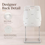 Dining Room Chairs Set of 6, Sillas para Comedor, Modern Dining Chairs Set of 6 with Leather,Geometric Tufted Back,Chrome Leg,Ergonomic Design,Easy to Clean,for Kitchen,Living Room(White,6)