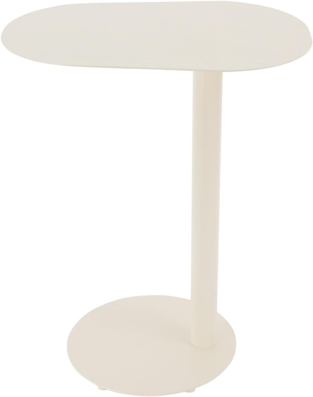 C-Shaped Side Table, Modern Metal End Table for Couch Slim Sofa Side Table Snack End Table TV Trays for Eating On Couch for Dining Room, Living Room, Cafe and Balcony (Cream White)