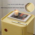 Square Night Stand with Magnetic Door, Plastic Stackable Small Storage Cabinet, Modern Simple Side Table with Round Handle for Living Room(White,Large)