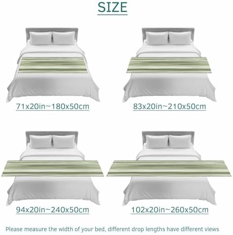 Bed Runner Scarf for Queen Size Bed, Sage Green Grey Beds Scarf Throws for Foot of Bedding, Abstract Art Oil Painting Green Ombre Decorative Beds Runners for Bedroom Guestroom, 83"x20"