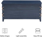 Linon Zana Cedar Lined Storage Chest with Rope Detail in Blue Distressed Wood