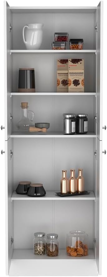 Modern Kitchen Pantry, Storage Cabinet, White, Engineered Wood, for Dining Room, Easy to Clean