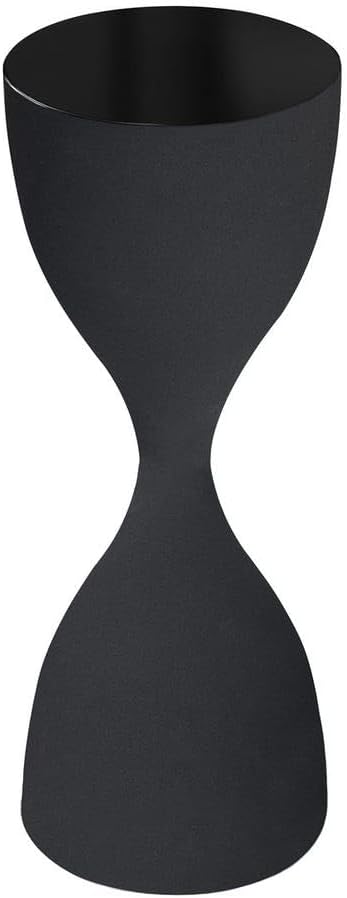 Hourglass Accent Table, Sandpaper Black Iron Base with High Gloss Black Top End Table, Modern Contemporary Side Table Decorative Furniture