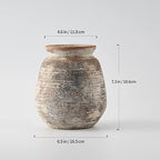 SIDUCAL Ceramic Rustic Vase, Whitewashed Terra Cotta Vase, Distressed Farmhouse Décor, Pottery Decorative Flower for Home Decor, Table, Living Room Decor, Shelf, Mantel, 7.3 Inch, Fired Terra Clay