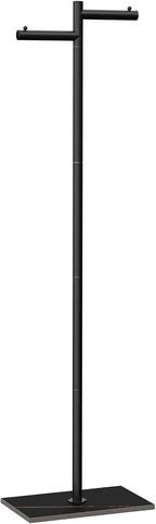 Garment Rack Freestanding Metal Coat Tree, Z-Shaped Stand with Natural Rock Base, 175cm, for Bedroom Hallway Entryway Living Room Office, Black