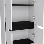23.6" D*11.8" W*66.9" H Freestanding Storage Cabinet with 3 Shelves, Double Door, Rectangular Kitchen Pantry, Modern Minimalist, for Living Room, Dining Room, White