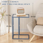 Easy Paws C Table End Table Set of 2, Glass Couch Side Table, Tempered Glass Snack Table with Metal Frame, TV Tray Table for Small Space, Sofa Couch Side Tableand Bed Side Table(Blue)