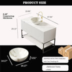 48" Bathroom Vanity with Vessel Sink & 3 Soft-Closing Doors & Open Shelf, Freestanding Bathroom Cabinet with Ceramic Basin and Carrara White Sintered Stone Counter Top-Colmar, White/S