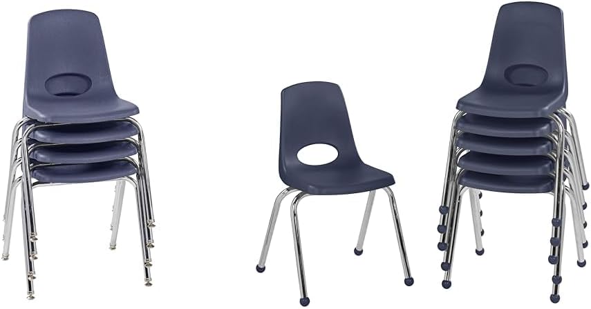Factory Direct Partners 10384-NV 18" School Stack Chair, Stacking Student Seat & 10367-NV 16" School Stack Chair, Stacking Student Seat
