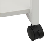 Mobile Side Table with Wheels, 2-Tier Lockable Rolling End Table for Sofa & Bedside, Modern Panda Shape C Table with Storage Shelf, for Living Room, Bedroom (White)