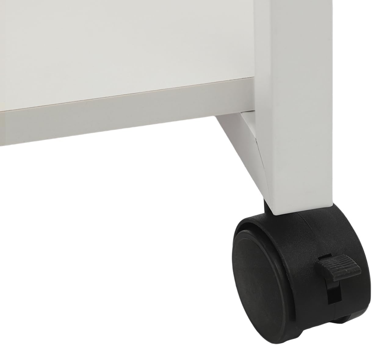 Mobile Side Table with Wheels, 2-Tier Lockable Rolling End Table for Sofa & Bedside, Modern Panda Shape C Table with Storage Shelf, for Living Room, Bedroom (White)