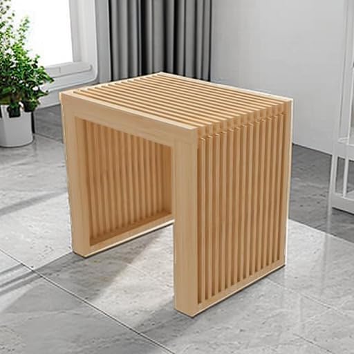 APRTAT Bamboo Dining Bench Indoor Small Bench Entryway Shoe Rack Bench,Outdoor Modern Wood Benches 17 Inch for Living Room Hallway Bedroom Bathroom Nature Small