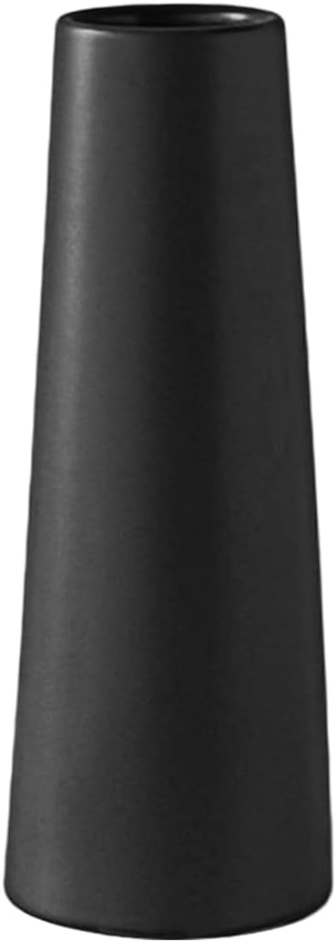 Black Ceramic Vase, 10 Inch Modern Rustic Table Vase for Pampas Grass, Flowers, Dried Flowers, Home Decor - Matte Black