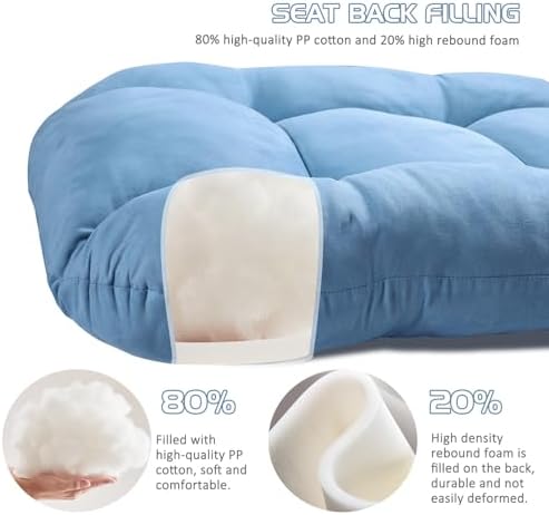BECHAEO 5PCS Suede Glider Rocker Replacement Cushions with Ottoman Cover Thicken Soft Rocking Chair Cushion Set for Indoor Nursery Glider Rocking Chair, Blue