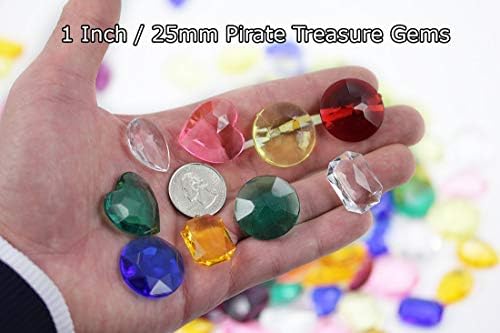 Allstarco 25x18mm Red CH17 Octagon Acrylic Pirate Treasure Gems Plastic Jewels For Party & Games, Table Scatter, Vase Fillers, Wedding Decor Gemstones Favors - 40 Pieces