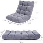 Giantex Floor Chairs for Adults - Floor Gaming Chair with Back Support, 14 Adjustable Position, Coral Velvet Cover and Thick Sponge Padding, Floor Seating Lounge for Reading, Watching TV (Silver Grey)