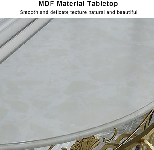 Console Table Decor Entryway Marble Scalloped Tables Behind,Half Moon Console TableFaux Marble Top Entryway Table with Ele Metal Scroll Legs SemiCle Accent Table for Hallway & Living Room (B