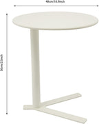 Round Side Table, Small C Shaped End Table, Couch Side Table, Modern Coffee Table, Bedside Snack Table with Y Shaped for Living Room Bedroom Office Apartment (White, 18.9x22in)