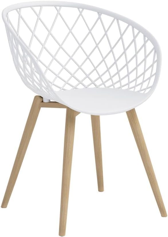 Jamesdar, Kurv Mini Kids Chair Set of 2, Indoor/Outdoor, 50Lbs Capacity, Polypropylene, Steel, White/Natural