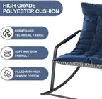 Rocking Chair with Storage Pocket, Upholstered Nursery Glider Rocker with Padded Armrest & Cushion, Ergonomic Accent Armchair for Living Room Bedroom Patio Garden, Breathable, Blue