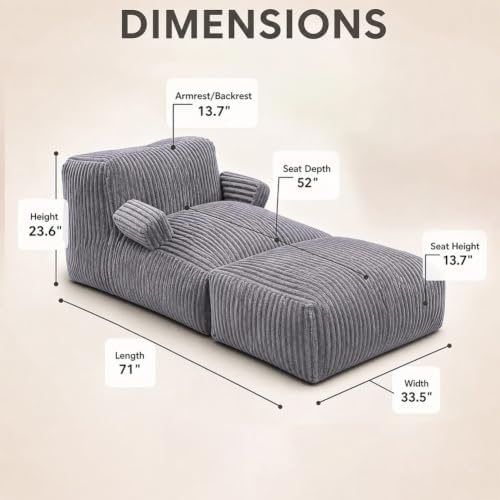 Giant Bean Bag Chair — Plush Faux Fur, Foldable Memory Foam Lounger, Removable Washable Cover for Living Room, Gaming & Lounge (Stripe Grey)