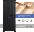 Bathroom Storage Cabinet with Doors and Drawer, Multiple Storage Space, Adjustable Shelf, White (Black)