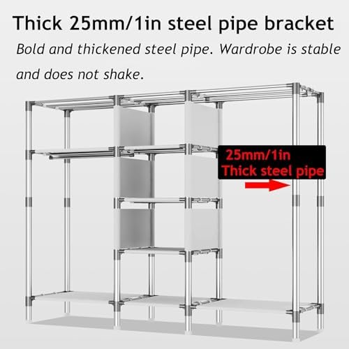 Foldable Wardrobe Portable Closet Oxford Fabric Thick Wardrobe Storage Closet Easy to Assemble Closet Wardrobe Temporary Closet for Bedroom