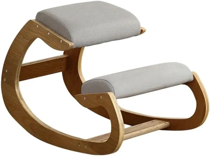 Ergonomic Chair with Wooden Frame, Kneeling Office Chair, Knee Seat with Cushion, Posture Chair Suitable for Living Room, Study and Office