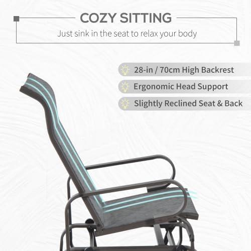 Single Rocking Chair with Gliding Recliner, Upholstered Nursery Rocker for Bedroom Living Room, Comfy Grey Accent Armchair
