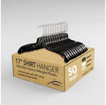NAHANCO 2505HU Middle Heavy Weight Plastic Shirt Hanger, 17", Black with Chrome Hook (Pack of 50), Made in USA