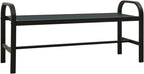 Outdoor Garden Bench 49 inch Black Steel and WPC 3-Seater Patio Seating for Backyard Park Porch