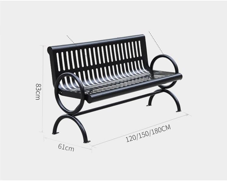 Patio Benches for Outdoors Wrought Iron Park Chair Double Black Metal Outdoor Long Backrest Community Square Welded Seat with Garden Benches for Outdoors