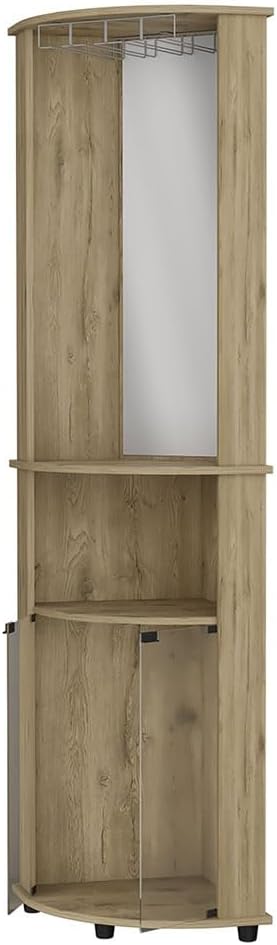 Farmhouse Rustic Corner Cabinet, Storage Locker 3-Tier Shelf with Glass Rack,for Kitchen Home