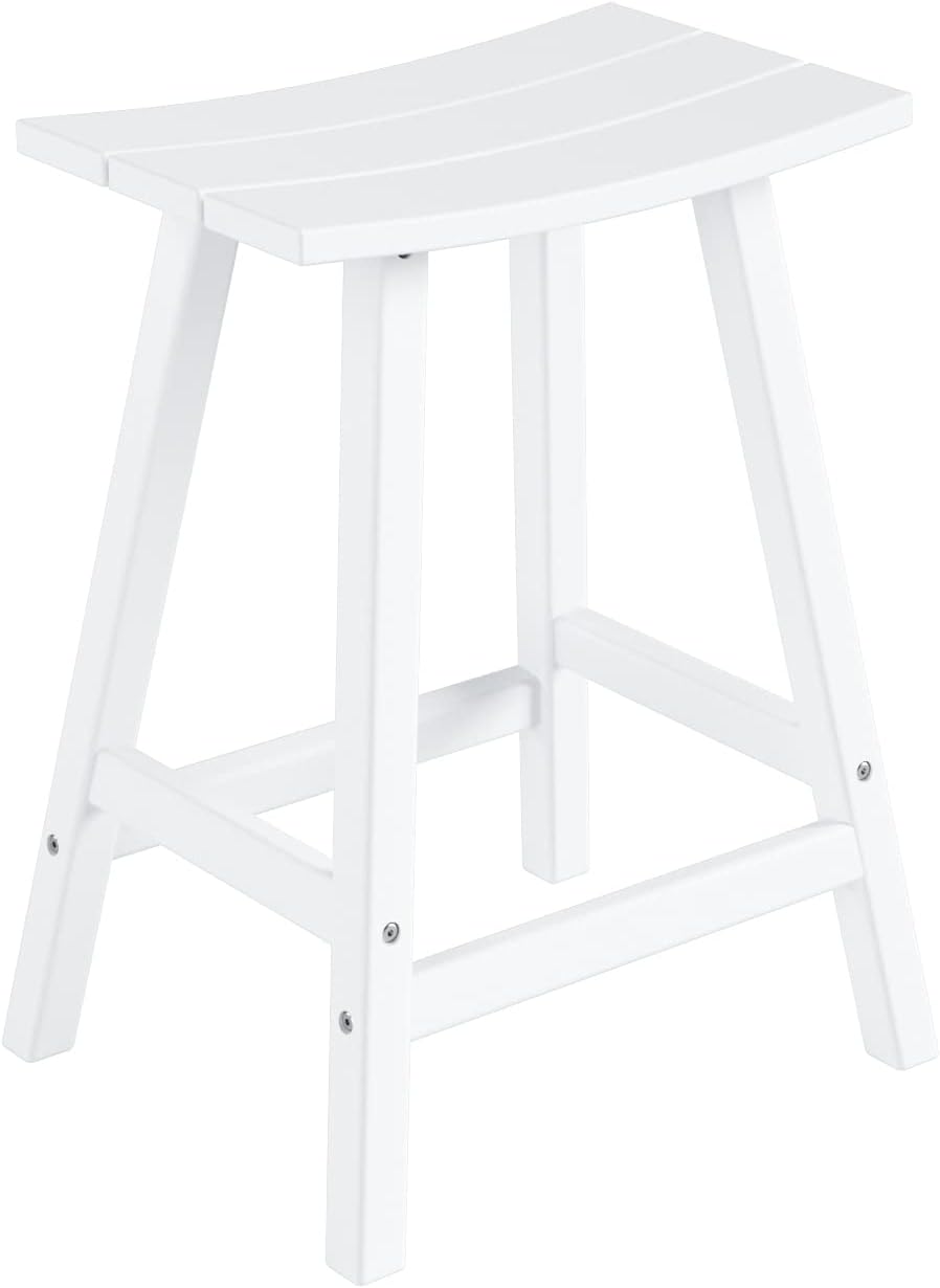 Westin Outdoors Laguna WO Home Furniture Patio Counter Stools Set of 2 PCS Outdoor Adirondack 24" in Saddle Bar Stools for Porch, Backyard, BarBQ, Party, Events (White), White