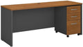 Bush Business Furniture Series C 72W x 24D Office Desk with Mobile File Cabinet in Natural Cherry