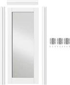 18" x 80" Pantry Door with Prehung Door Jamb, Right-Handed Interior Door, 1-Lite Mirror, White MDF with Hardware Kit