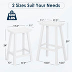 nalone 29 Inch Outdoor Bar Stools Set of 2, HDPE Bar Chairs with Footrest, Weather Resistant Barstools Outside Counter Height Stools for Patio Yard (White, 29'' Barstools Set of 2)