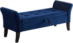 51.5" Bed Bench with Storage Navy Blue Velvet