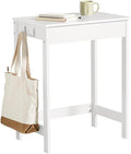 Haotian Small Desk with Drawers, Mini Writing Table, Vanity Table Computer Workstation Children Teenagers Desk with Hooks, White FWT43-W
