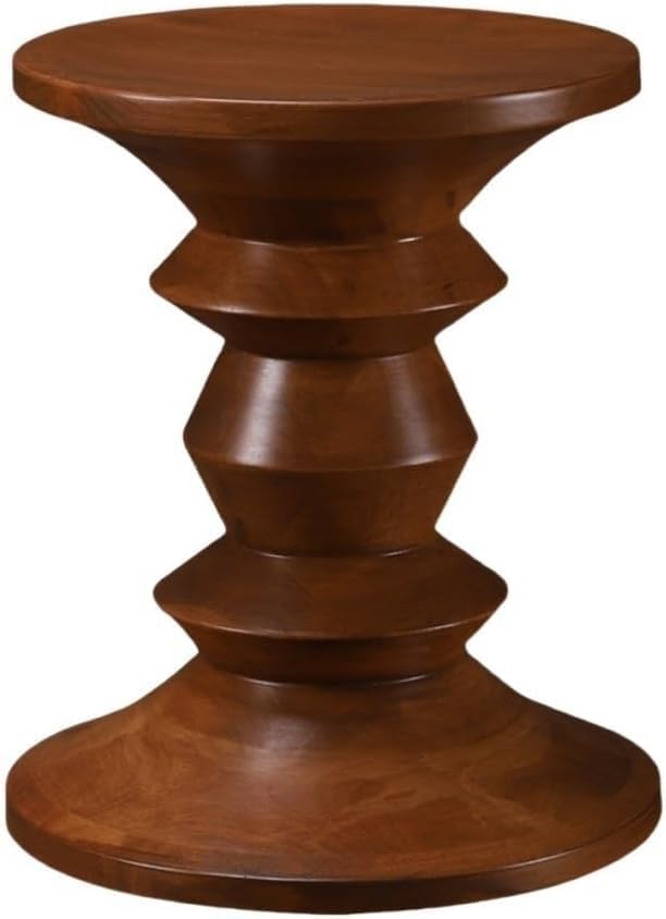 Round Geometric Side Table, Retro Wooden Coffee Table, Small End Table for Living Room Bedroom, 13.8x13.8x17.7in Nightstand One Color 15.7 * 15.7 * 17.7in