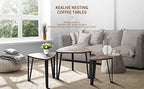DRM 3pcs Industrial Nesting Triangle Coffee, End, Console Tables; Stackable; Wood Look, Iron Frame