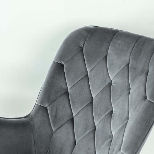 Rocking Chair, Mid Century Modern Upholstered Accent Glider with Plush Cushion for Nursery Living, Dark Grey