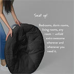 Urban Lifestyle Faux Fur Saucer Chair, Foldable Cozy Accent Chair for Kids, Teens & Adults, Gaming Chair Dorm Chair Bedroom Chair, Metal Frame, Black Faux Fur Seat