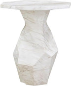Pemberly Row Contemporary Round Side Table, White Faux Marble Top, 19.8" W x 21.5" D x 30" H, Solid Oak Wood Reversed Tapered Legs, Bold Indoor or Outdoor Accent Table
